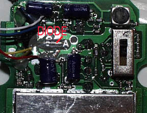 Connect +12V to the diode